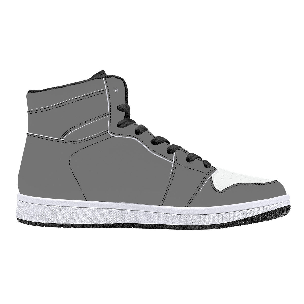 Create Your Own - High Top Synthetic Leather Sneakers - Black - HayGoodies