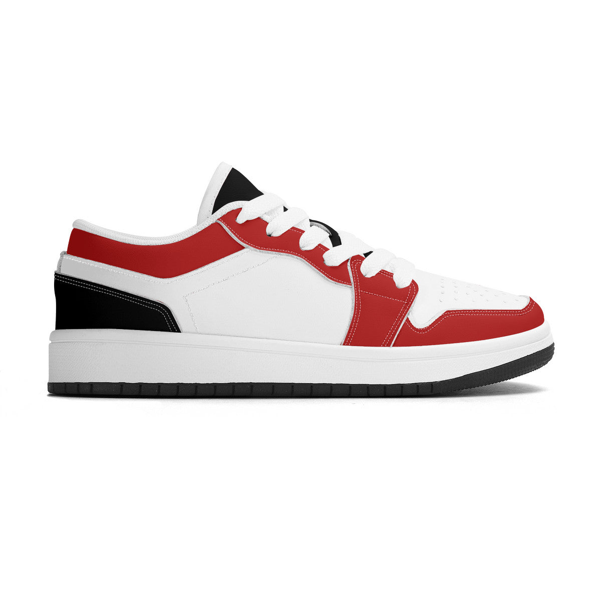 Personalize Your Own Kids Low-Top PU Leather Sneakers-Black, Red and White