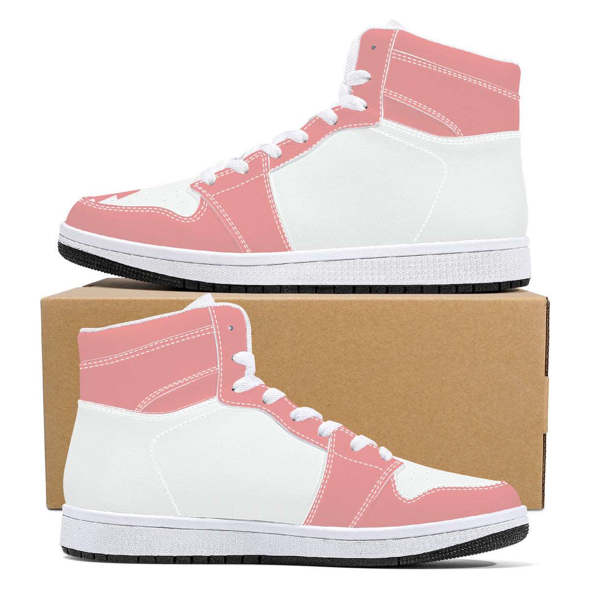 Create Your Own - High Top Synthetic Leather Sneakers - White - HayGoodies