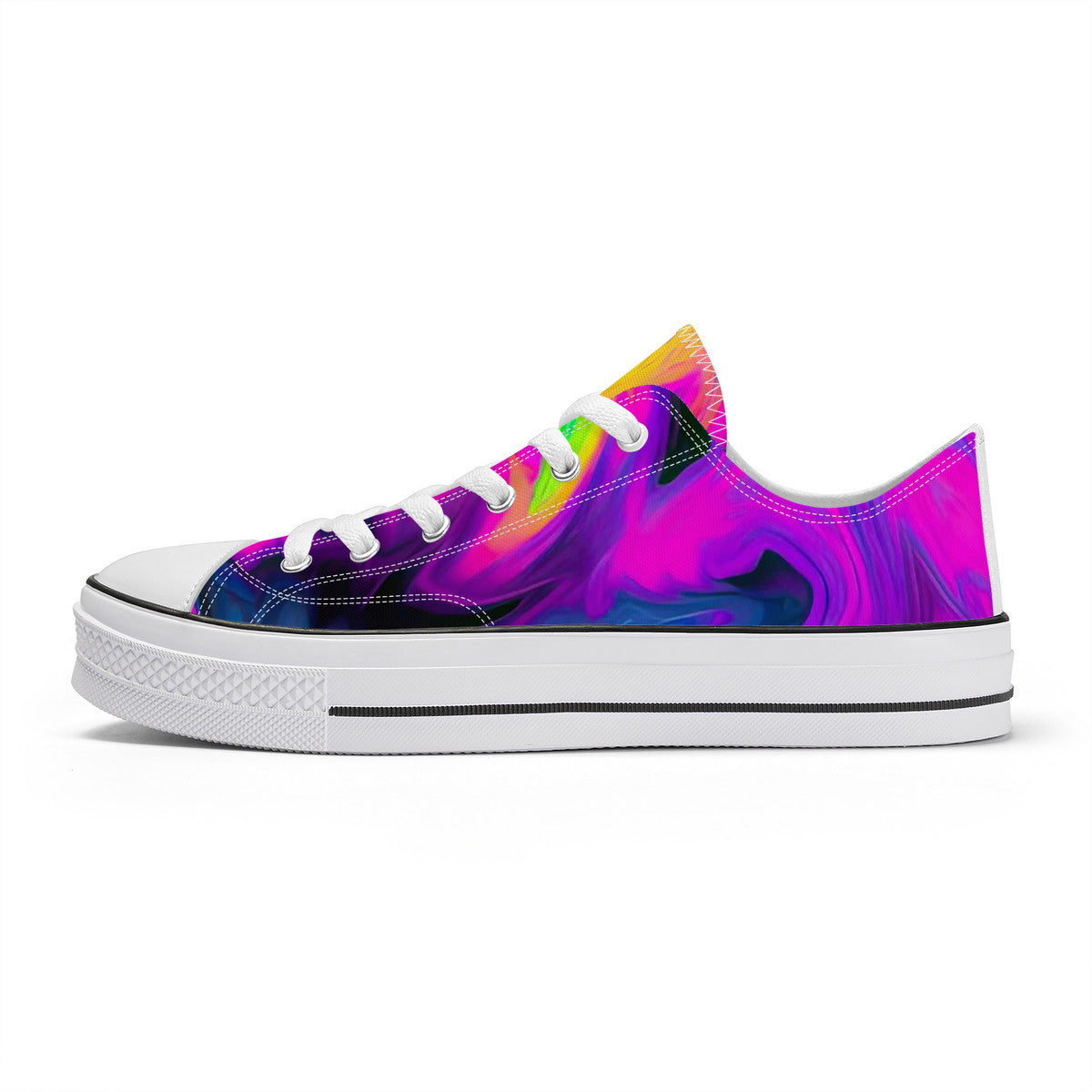 Personalize This Neon Tie Dye Unisex Low Top Canvas Shoes - White