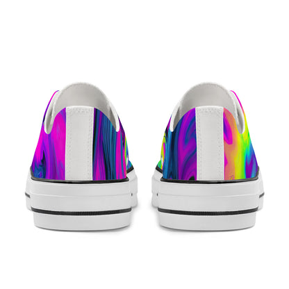 Personalize This Neon Tie Dye Unisex Low Top Canvas Shoes - White