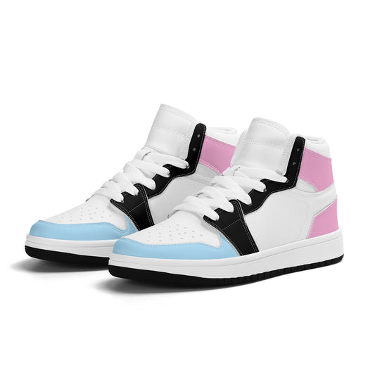 Customize Your Own Kids High-Top PU Leather Sneakers-Cute Pastels