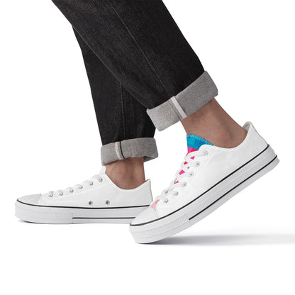 Customize Pixel 8-bit Patterns Unisex Low Top Canvas Shoes - White