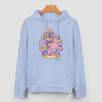 Cute Plague Doctor and Unicorn 250gsm Cotton Hoodie
