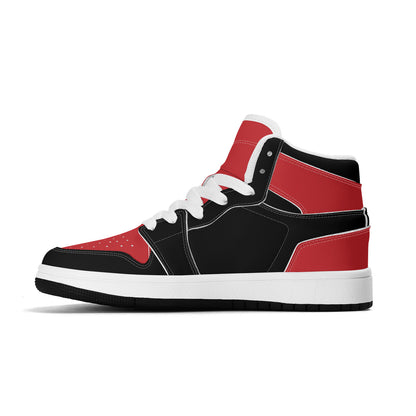 Customize Your Own Kids High-Top PU Leather Sneakers-Black and Red