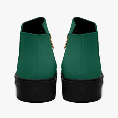 Dark Green Zipper Unisex Suede Ankle Boots