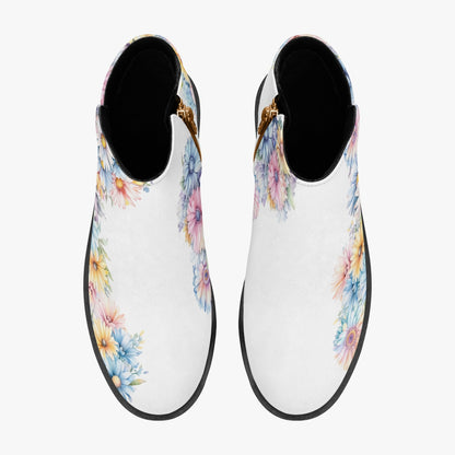 Pastel Gerberas Flowers Unisex Fashion Zipper Boots-Custom Made Shoes