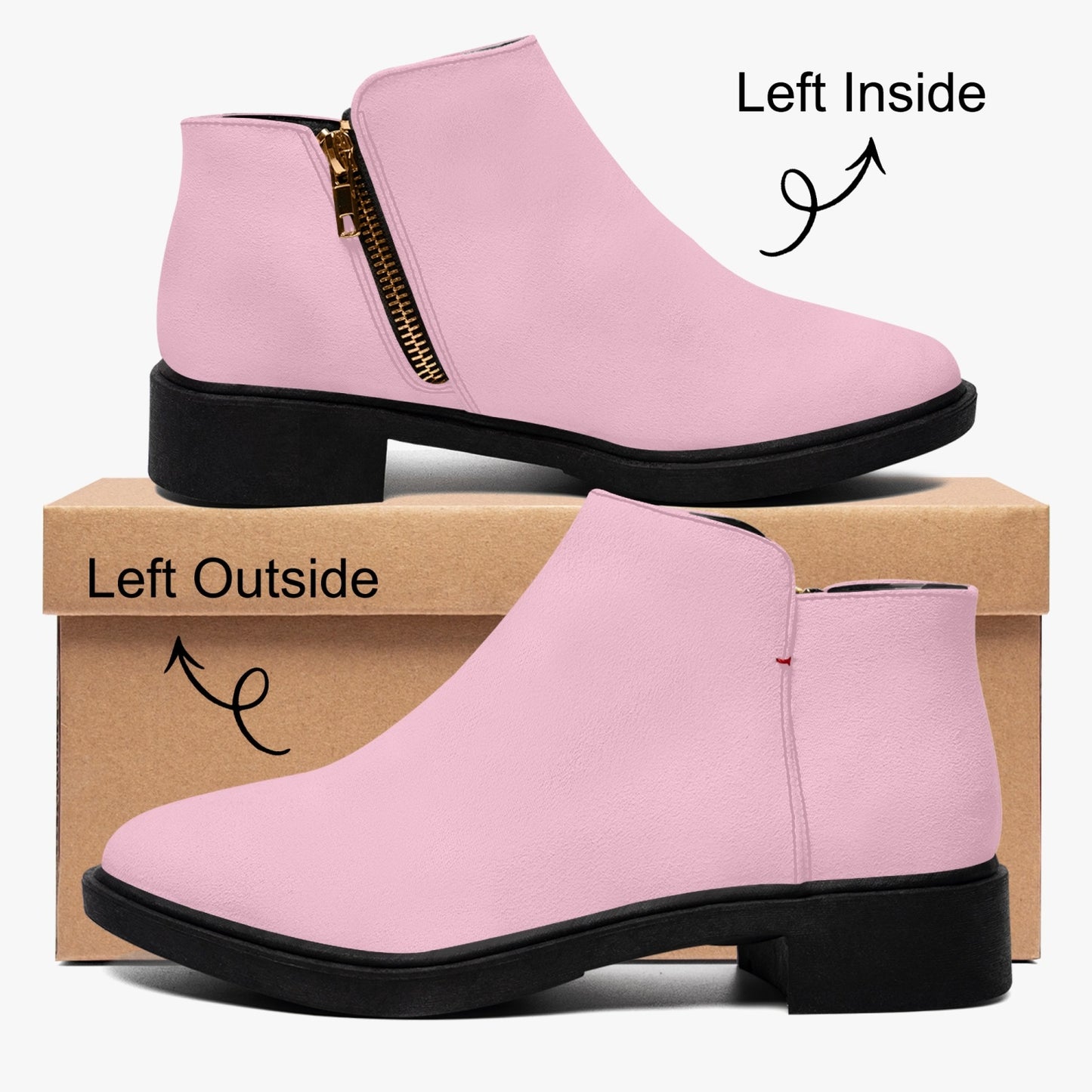 Pastel Pink Zipper Unisex Suede Ankle Boots
