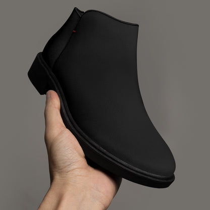 Black Zipper Unisex Suede Ankle Boots