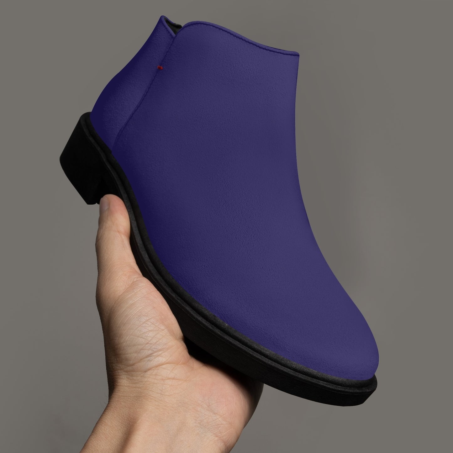Dark Blue Zipper Unisex Suede Ankle Boots