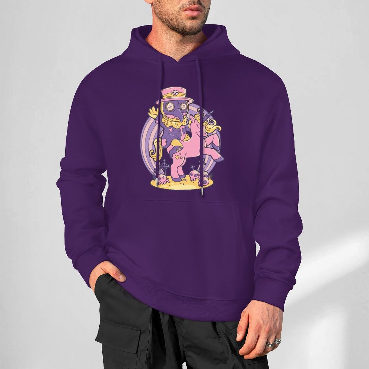 Cute Plague Doctor and Unicorn 250gsm Cotton Hoodie
