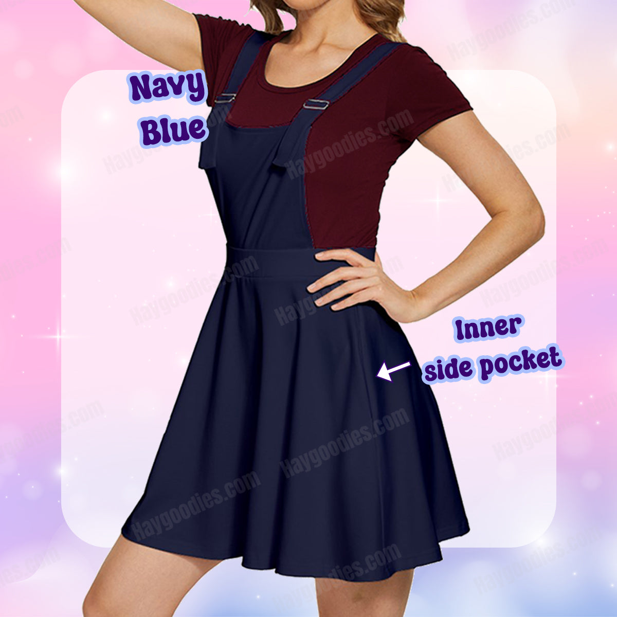 Navy Blue Overalls Dress-XS to 5XL
