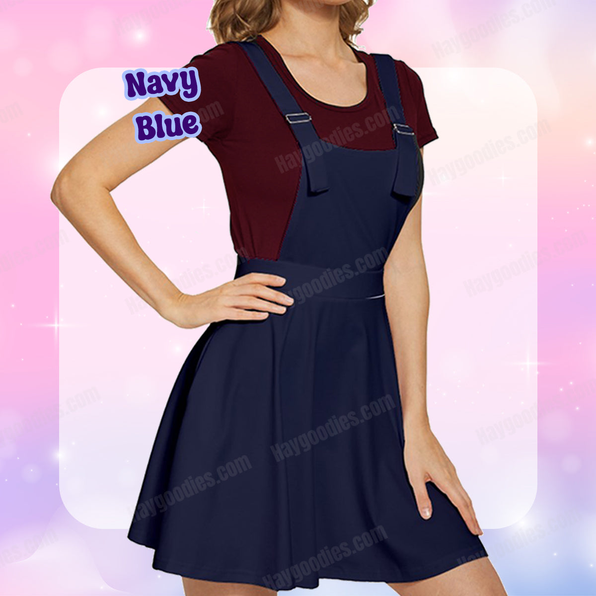 Navy Blue Overalls Dress-XS to 5XL