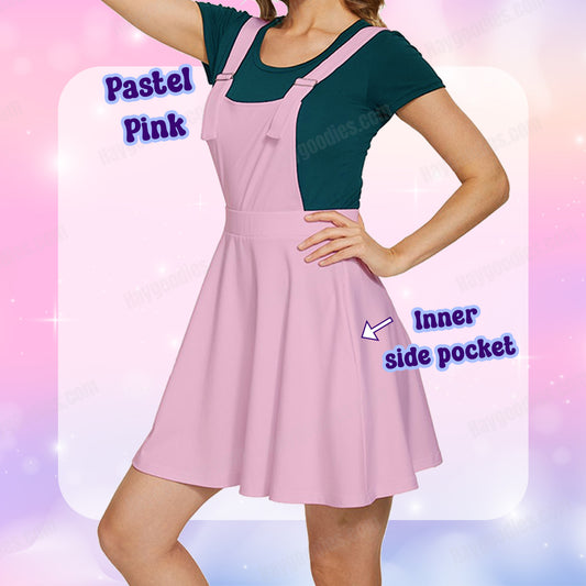 Pastel Pink Overalls Dress-XS to 5XL