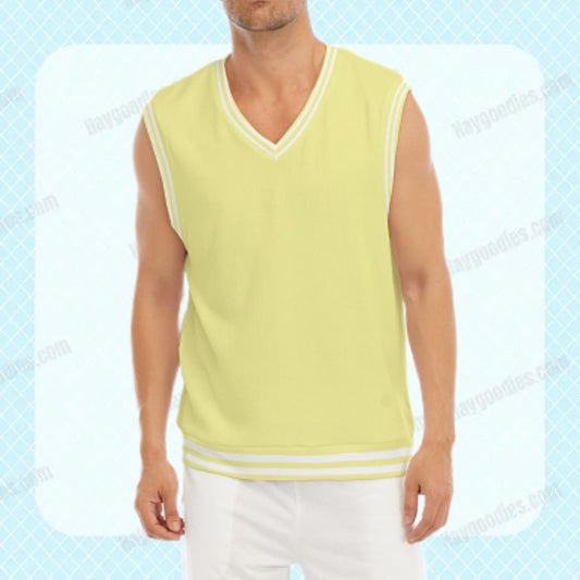 Yellow Unisex Knitted Vest-S to 5XL