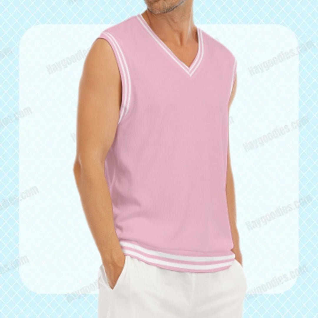 Pink Unisex Knitted Vest-S to 5XL