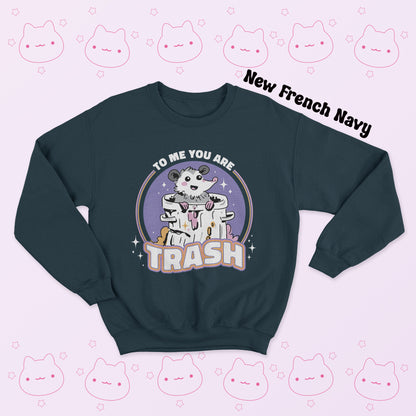 Funny Possum Design - To Me You Are Trash Unisex Sweatshirt-Various Colors and Up to 5XL