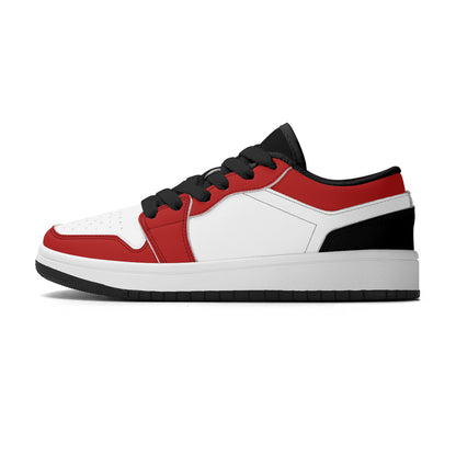 Personalize Your Own Kids Low-Top PU Leather Sneakers-Black, Red and White