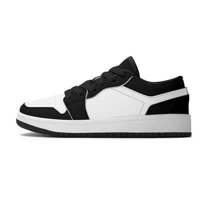 Personalize Your Own Kids Low-Top PU Leather Sneakers-Black and White