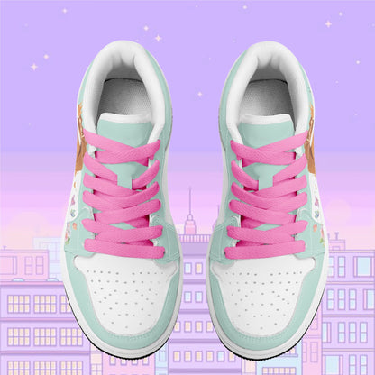 Princess and Flowers Kids Low Top Leather Sneakers