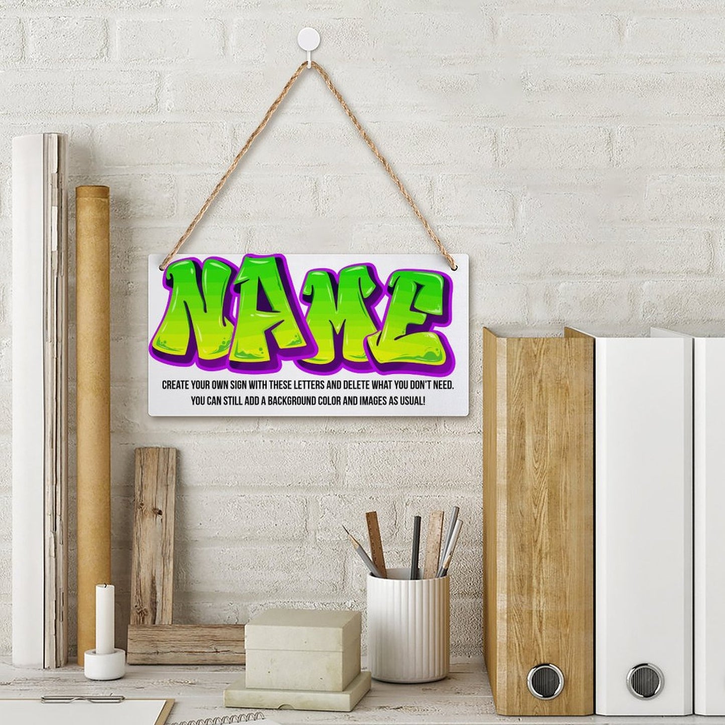 Personalize Your Own Graffiti Style Wood Hanging Plaque
