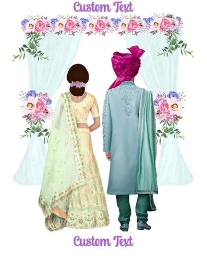 Acrylic Photo Plaque Display - Personalized Characters - 2 People -Hindu Couple Wedding Partner