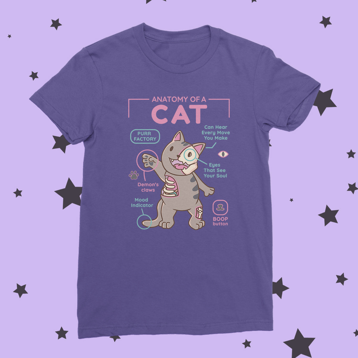 Cute Anatomy of Cat Ladies Fit T-Shirt