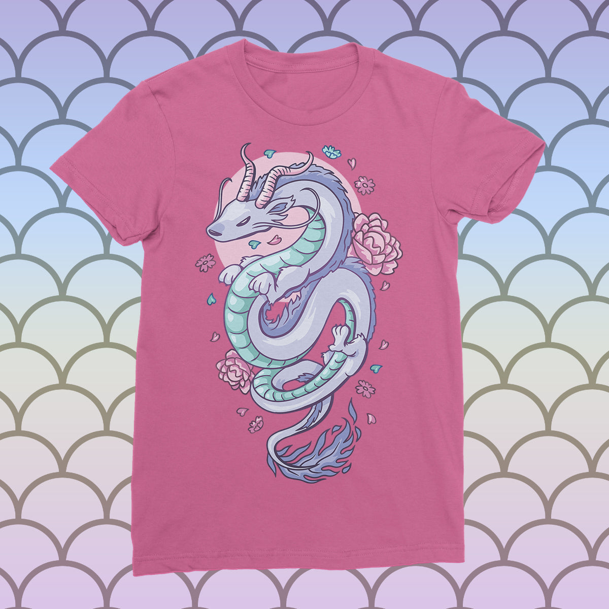 Cute Floral Dragon Ladies Fit T-shirt