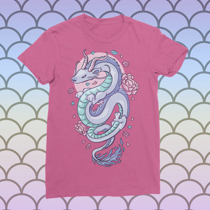 Cute Floral Dragon Ladies Fit T-shirt
