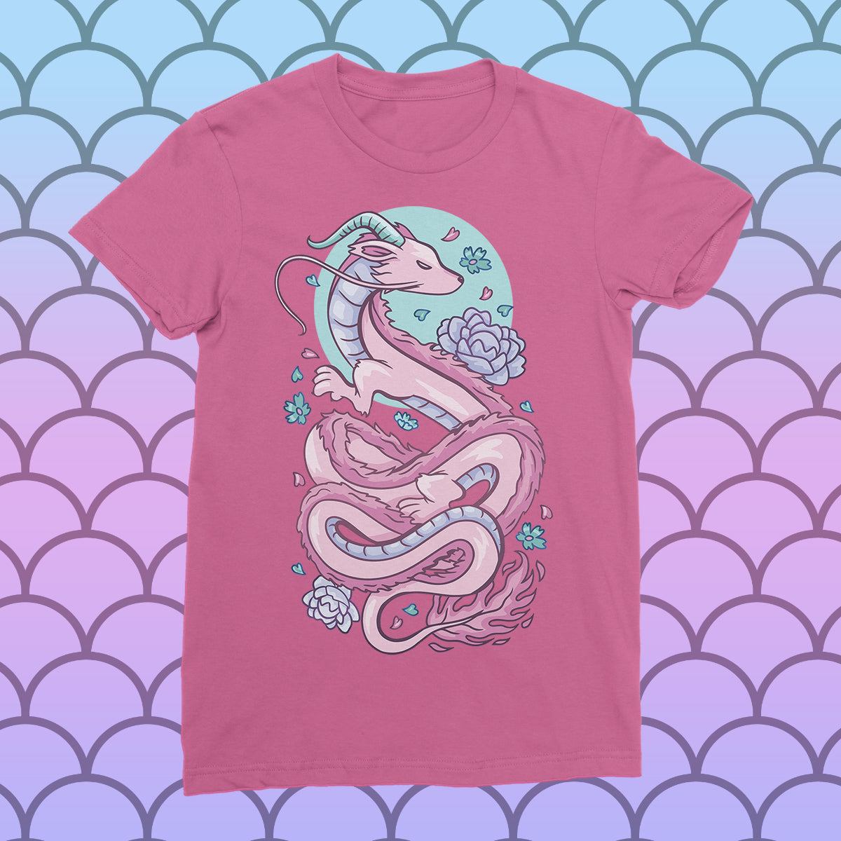 Cute Floral Dragon Ladies Fit T-Shirt