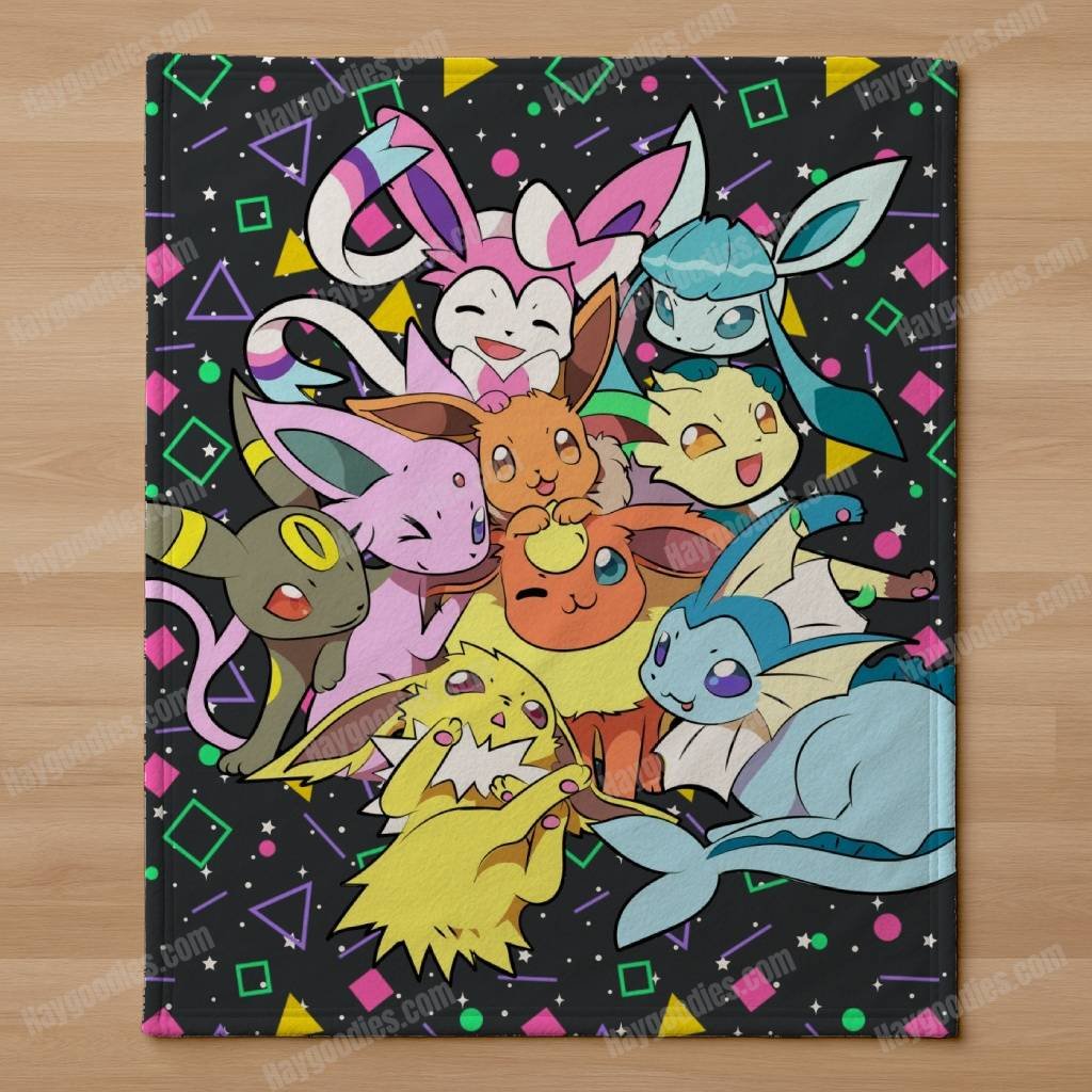 Cute Eevee Evolution Pokemon Anime Soft Fleece Blanket-Various Sizes