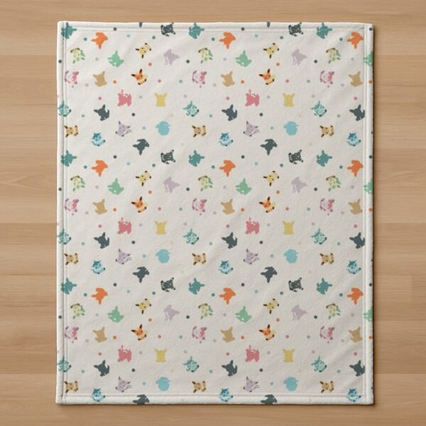 Eevee Evolution Fleece Blanket | 8-Bit Pixel Pokemon Anime Throw | Multiple Sizes