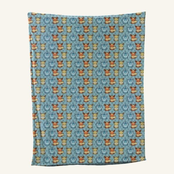Eevee Evolution Fleece Blanket | 8-Bit Pixel Pokemon Anime Throw | Multiple Sizes