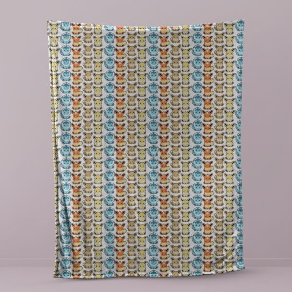 Eevee Evolution Fleece Blanket | 8-Bit Pixel Pokemon Anime Throw | Multiple Sizes