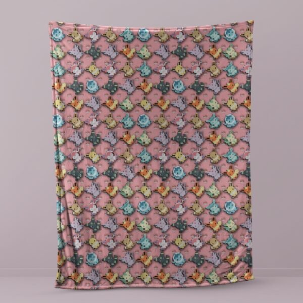 Eevee Evolution Fleece Blanket | 8-Bit Pixel Pokemon Anime Throw | Multiple Sizes