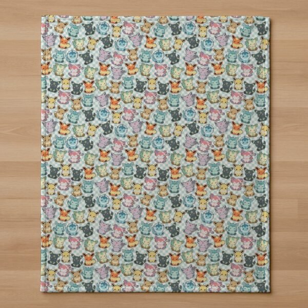 Eevee Evolution Fleece Blanket | 8-Bit Pixel Pokemon Anime Throw | Multiple Sizes