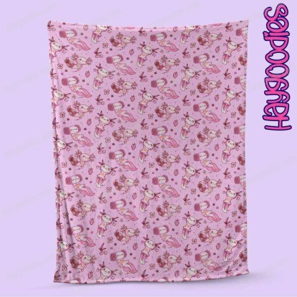 pinkaxolotls Cute Axolotls Pattern Super Soft Micro Fleece Blanket-Pink or Blue-Various Sizes