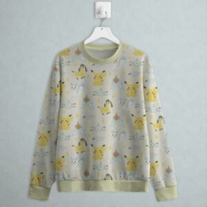 electric type Pokemon sweatshirt all-over pattern Pikachu Pachirisu Rotom Magnemite