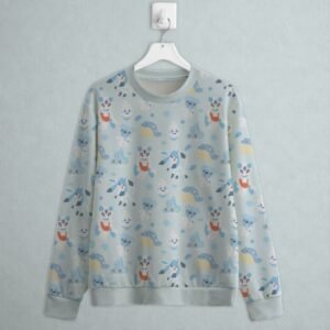 ice type Pokemon sweatshirt all-over pattern Glaceon Vanillite Cubchoo Bergmite Spheal Froslass