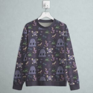 poison type Pokemon sweatshirt all-over pattern Ekans Koffing Swalot Trubbish Zubat Stunky