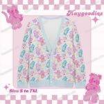 Carebears Pattern Knit Cardigan-S to 7XL-Pastel Blue