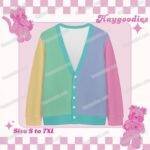 Color Block Knit Cardigan-S to 7XL