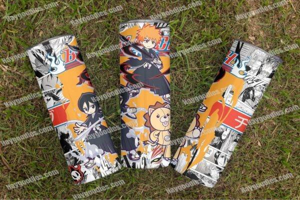 bleach1b Bleach-Ichigo,Rukia and Kon 20oz Skinny Tumbler with Straws