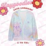 Cute Pastel Cat Knit Cardigan-S to 7XL
