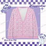 Sakura Pink Pattern Knit Cardigan-S to 7XL