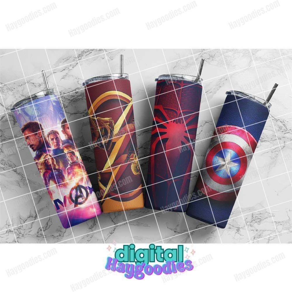 Marvel and DC 20oz Tumbler Wrap Set Digital Download