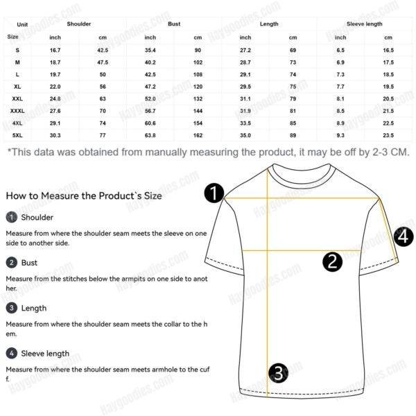 size chart Made in USA Customizable Gildan T-Shirt – 100% Cotton Classic Tee (S–5XL, Free Tracked Shipping)