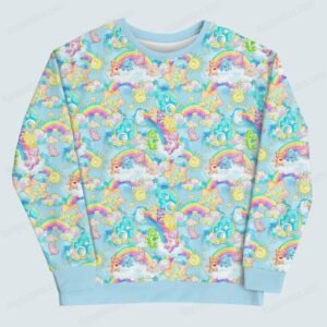 carebearssweatshirt-front Care Bears Pattern Unisex Sweatshirt-S to 5XL - Cozy Custom Made & Shipped from the USA