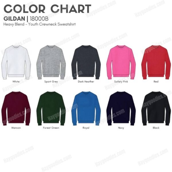 Custom Kids Sweatshirt – Gildan 18000B Heavy Blend™ Youth Crewneck | Made & Shipped in USA