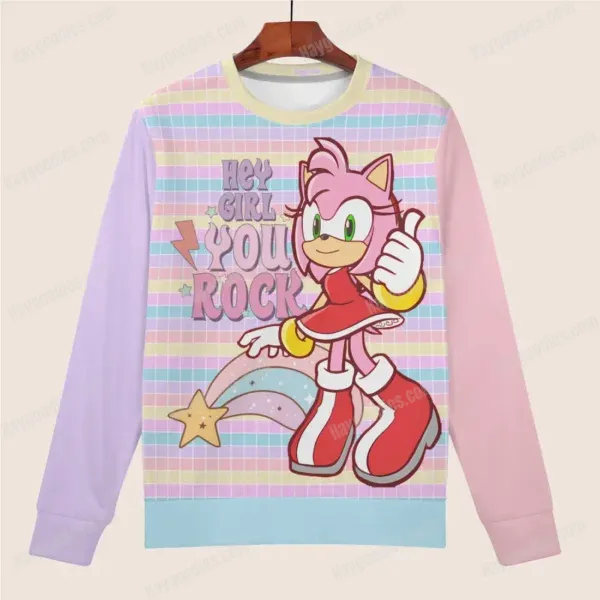 amyrose-kids-sweatshirt-fr Amy Rose the Hedgehog Kids Sweater – Comfortable Loose Fit – Toddler and Kids Sizes